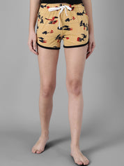 Kotty Women Yellow Printed Lounge Shorts