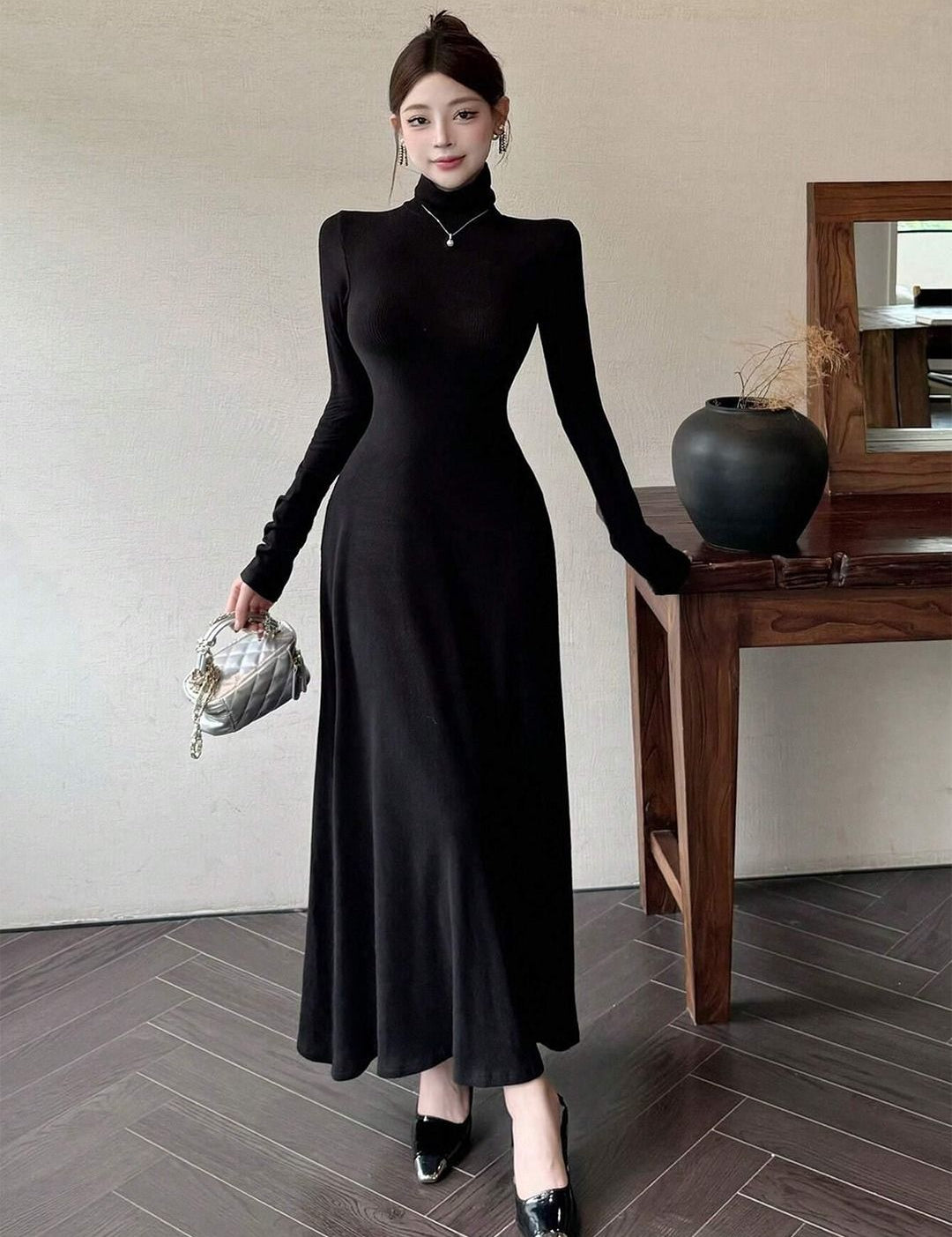 Kotty High Neck Flared Maxi Dress