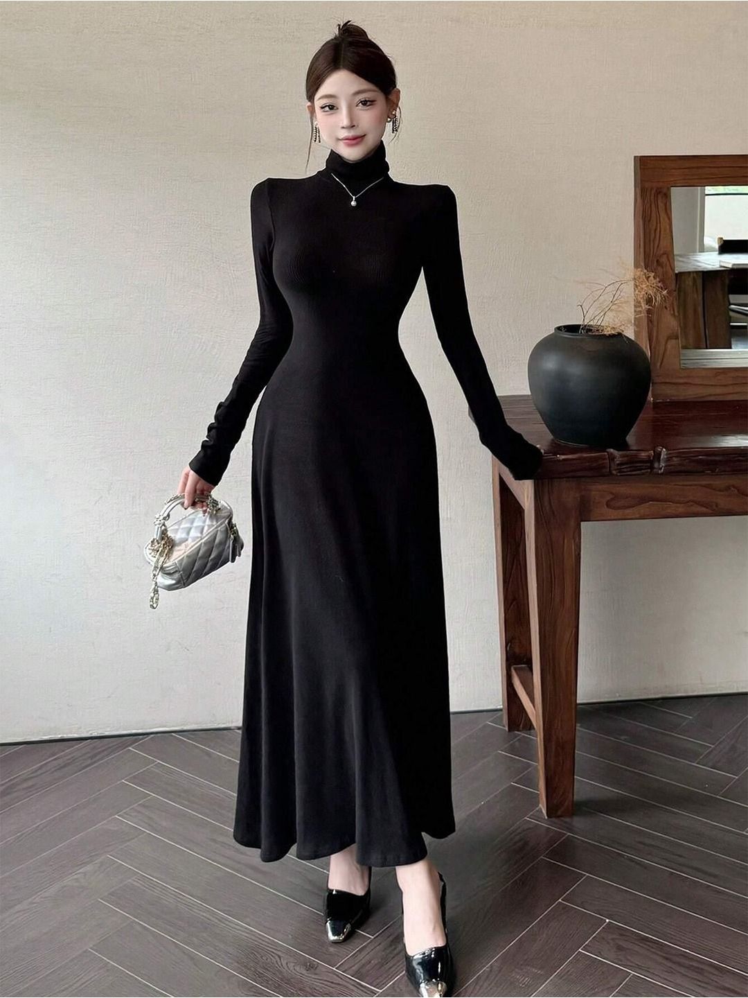 Kotty High Neck Flared Maxi Dress