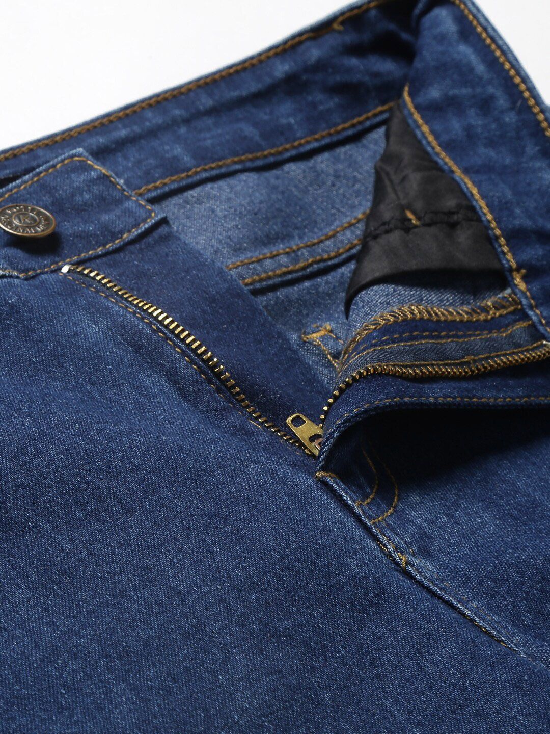 Kotty Women Blue Solid Cotton High Rise Crop Flared Jeans