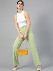 Kotty Women Pack Of 2 Straight Fit High-Rise Easy Wash Parallel Trousers