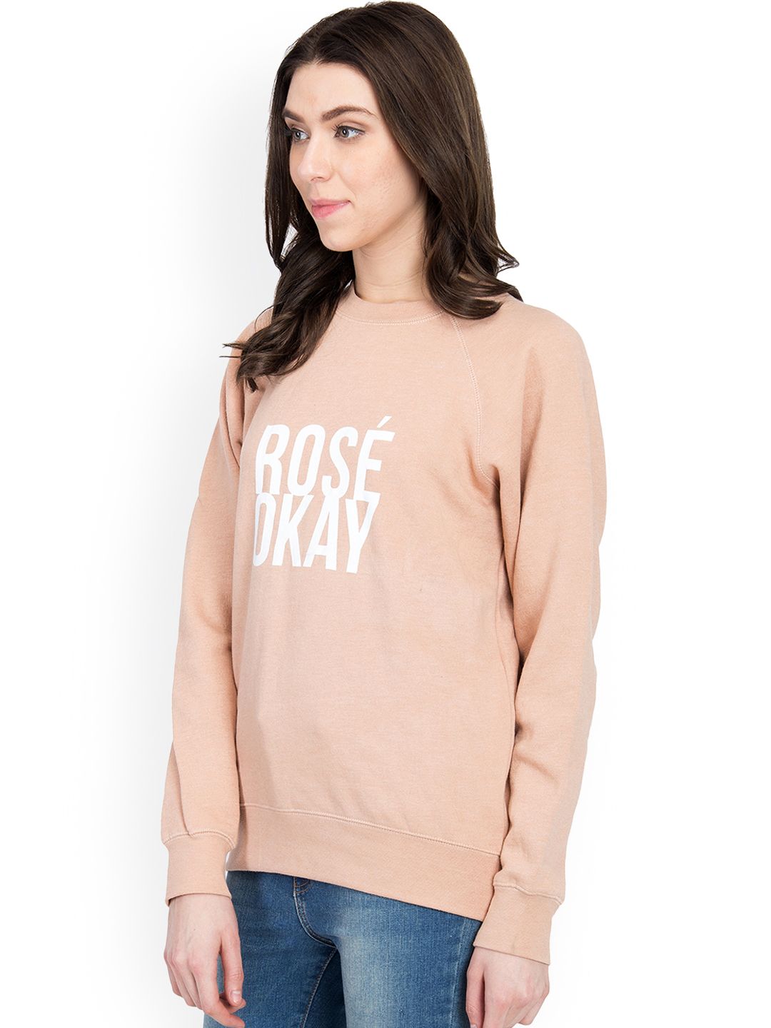 Kotty Women Peach-Coloured Printed Sweatshirt