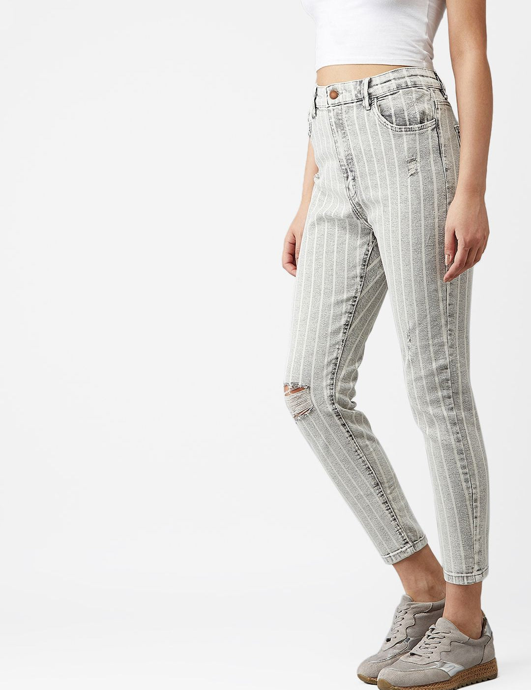 Kotty Women Grey Skinny Fit High-Rise Mildly Distressed Jeans