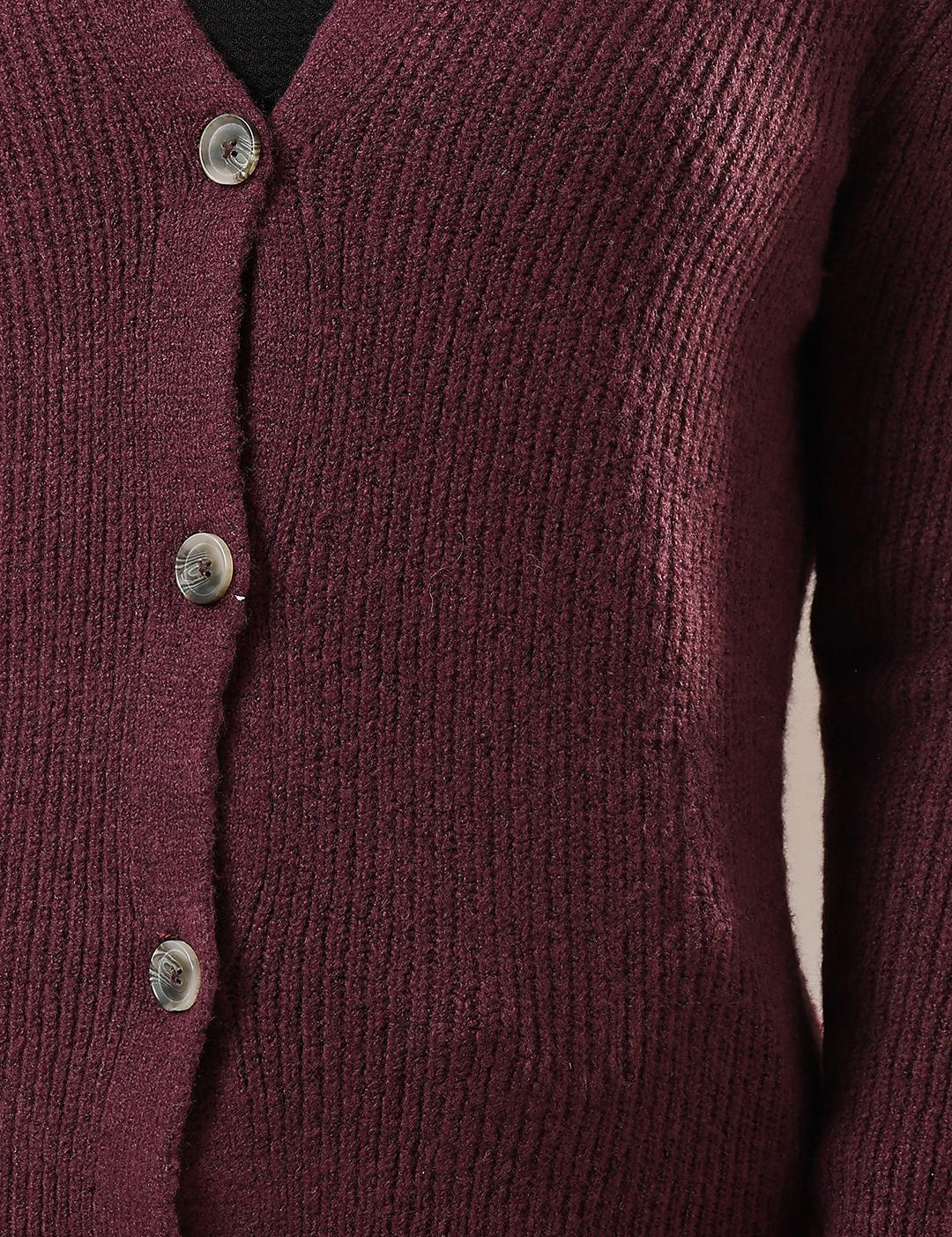 Kotty Women V-Neck Cotton Ribbed Cardigan