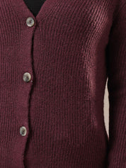 Kotty Women V-Neck Cotton Ribbed Cardigan
