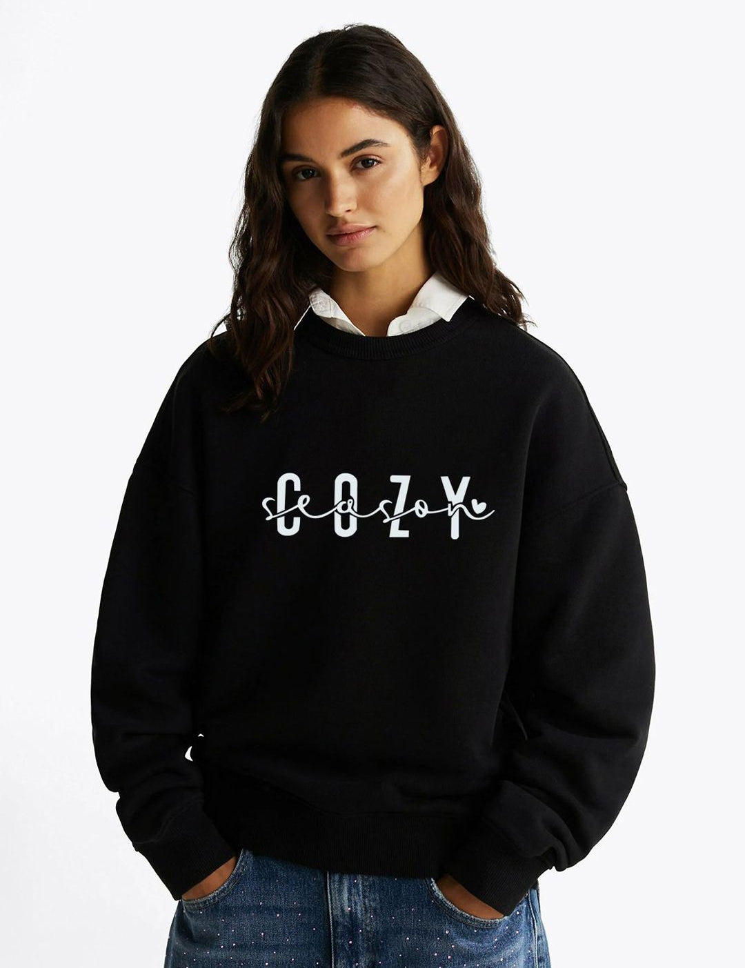 Kotty Women Printed  Round Neck Full Sleeve Sweatshirt