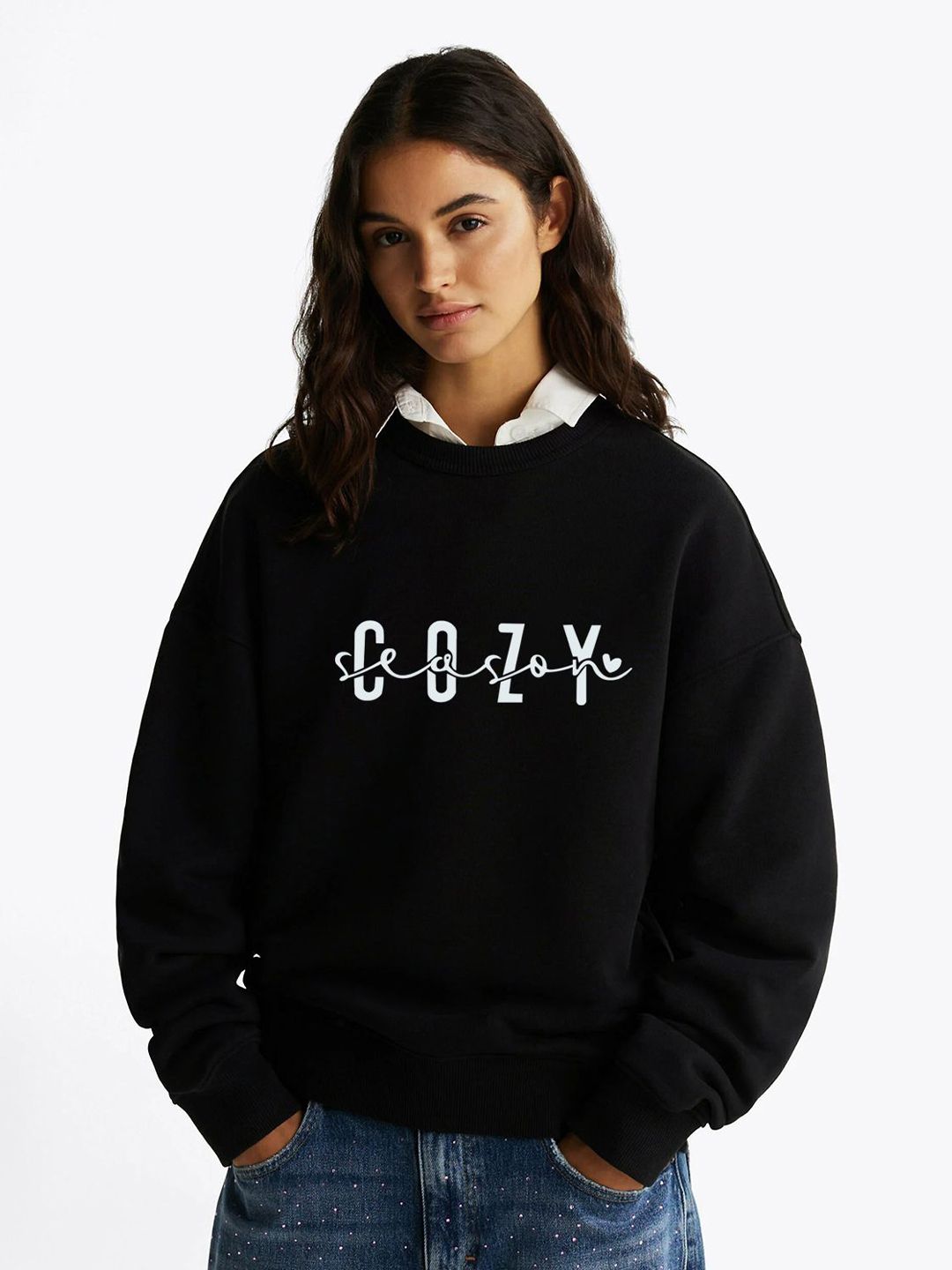 Kotty Women Printed  Round Neck Full Sleeve Sweatshirt