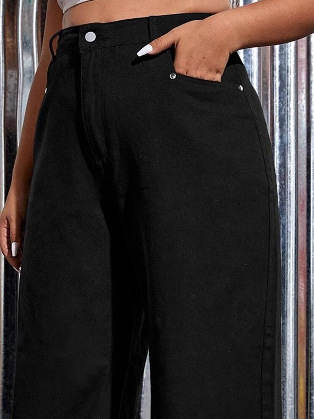  KOTTY Basics Plus Size Women Wide Leg High-Rise Clean Look Stretchable Jeans