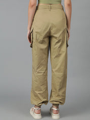 Kotty Women High-Rise Easy Wash Pleated Cotton Cargos Trousers