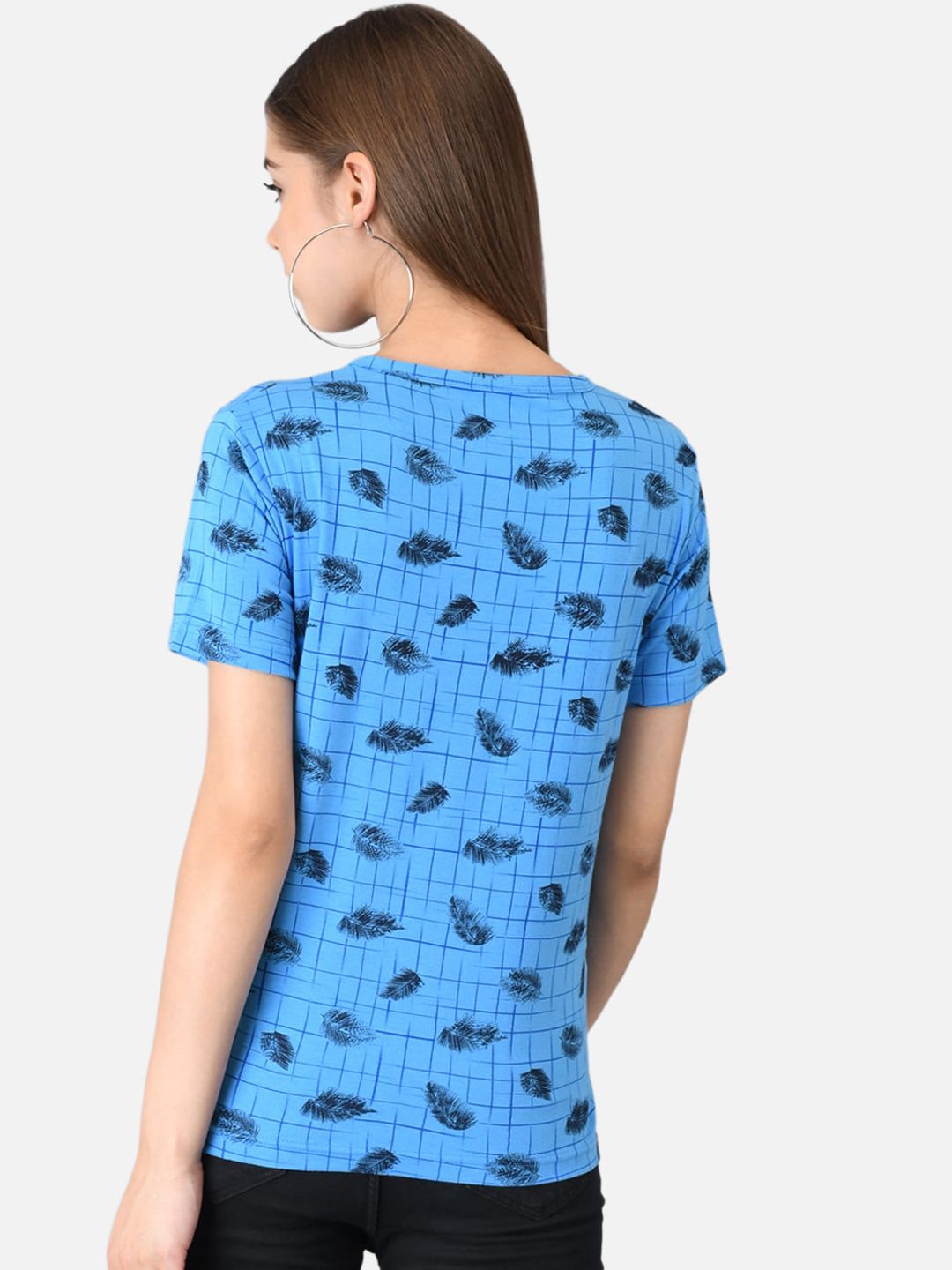 Kotty Women Pack of 2 Yellow & Blue Printed Round Neck T-shirts