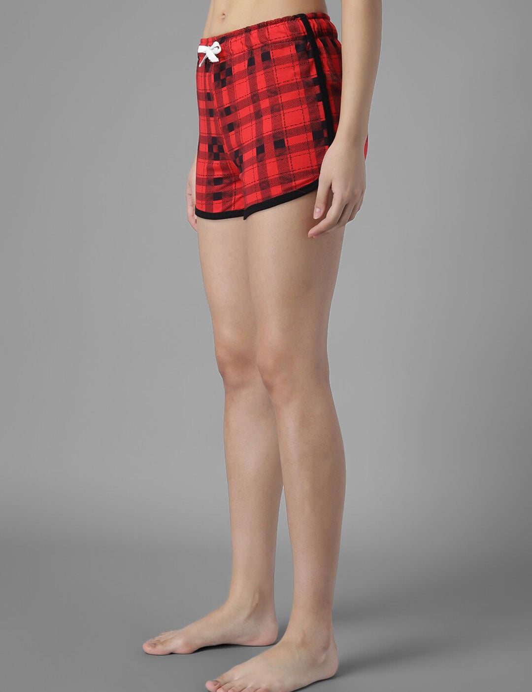 Kotty Women Checked Regular Fit Low-Rise Sports Shorts
