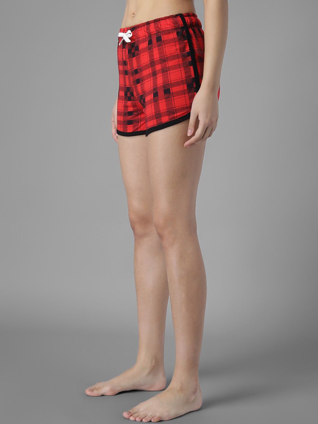 Kotty Women Checked Regular Fit Low-Rise Sports Shorts