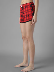 Kotty Women Checked Regular Fit Low-Rise Sports Shorts