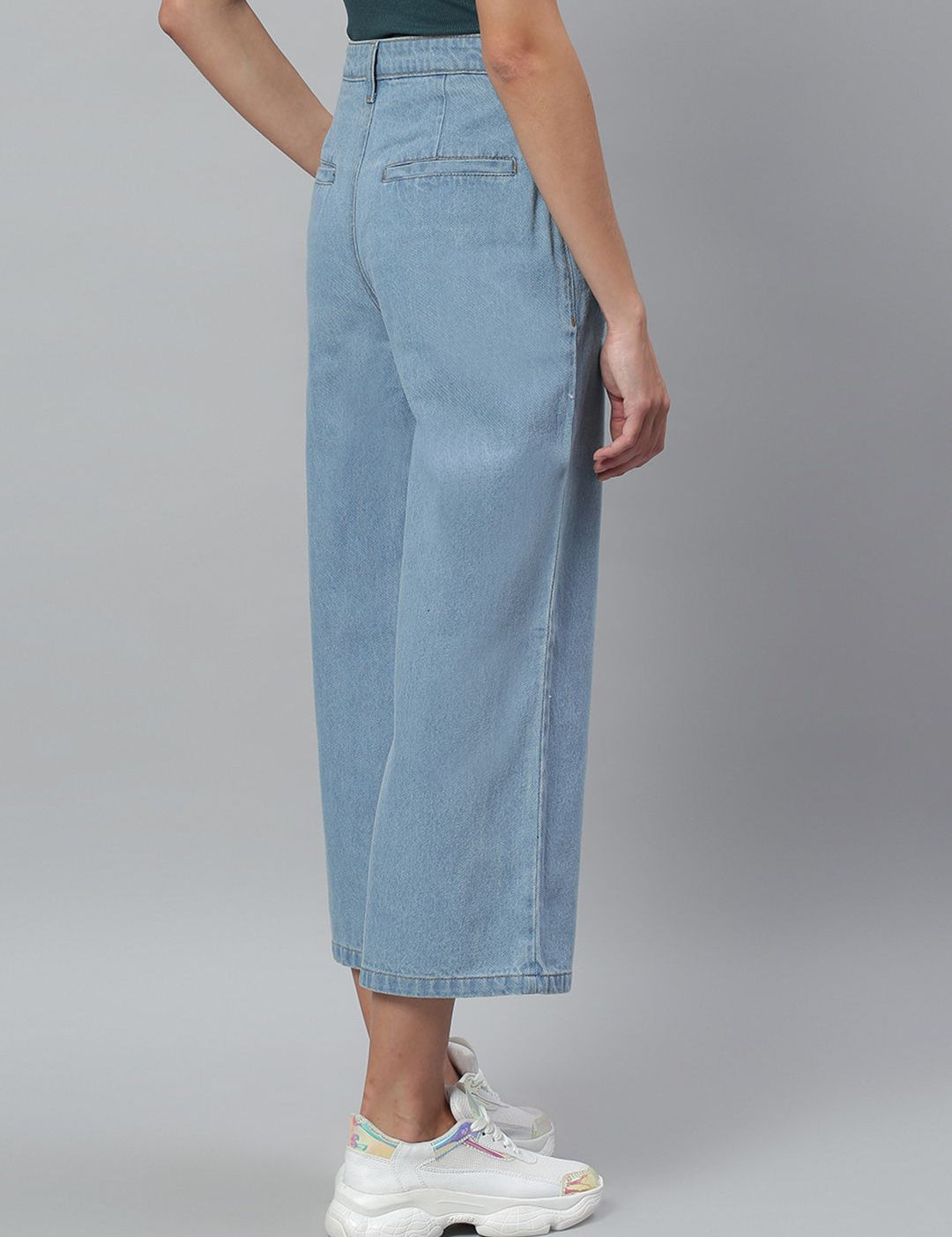 Kotty Women Blue Flared High-Rise Cotton Clean Look Jeans