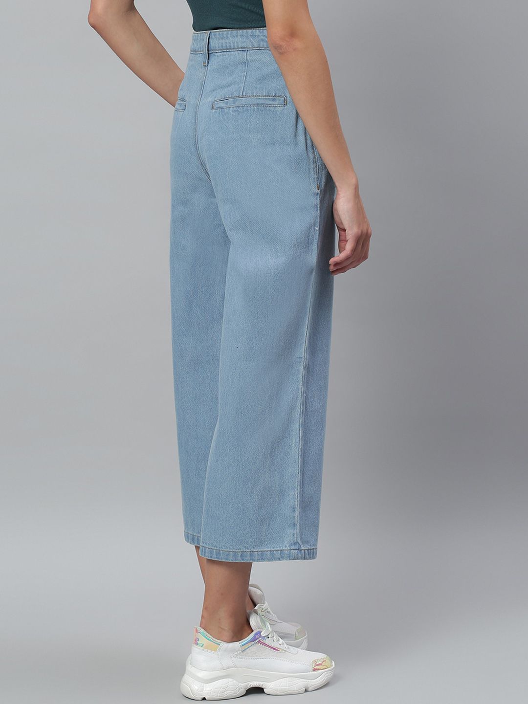 Kotty Women Blue Flared High-Rise Cotton Clean Look Jeans