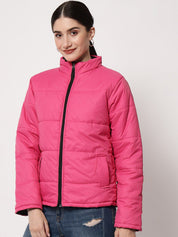 Kotty Women Pink Solid Polyester Puffer Jacket