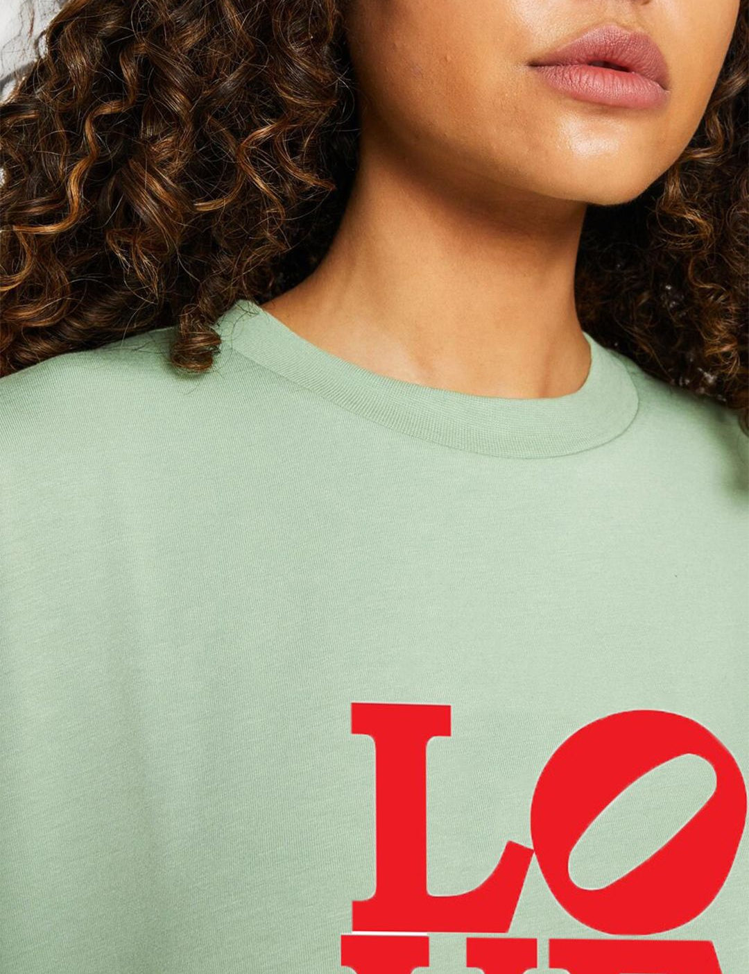 Kotty Green Typography Printed Drop-Shoulder Sleeves Oversized Cotton T-shirt
