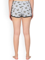 Kotty Women Grey & Black Printed Lounge Shorts KTTSLEEPSHORTS229