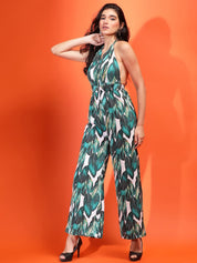 Kotty Women Printed Halter Neck Sleeveless Basic Jumpsuit