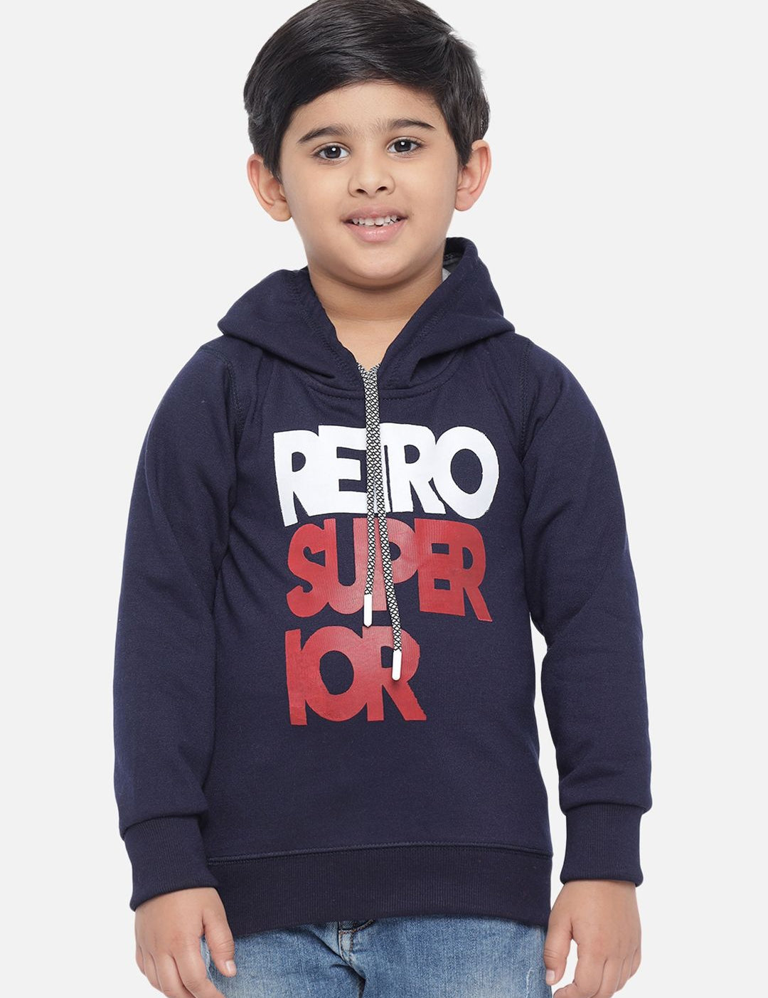 Kotty Boys Blue & Red Printed Hooded Sweatshirt