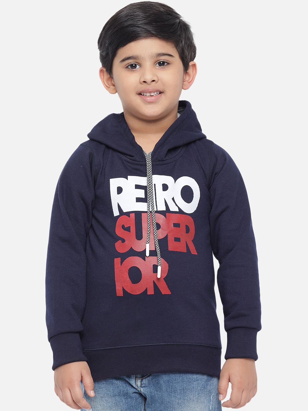 Kotty Boys Blue & Red Printed Hooded Sweatshirt
