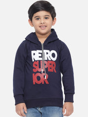 Kotty Boys Blue & Red Printed Hooded Sweatshirt