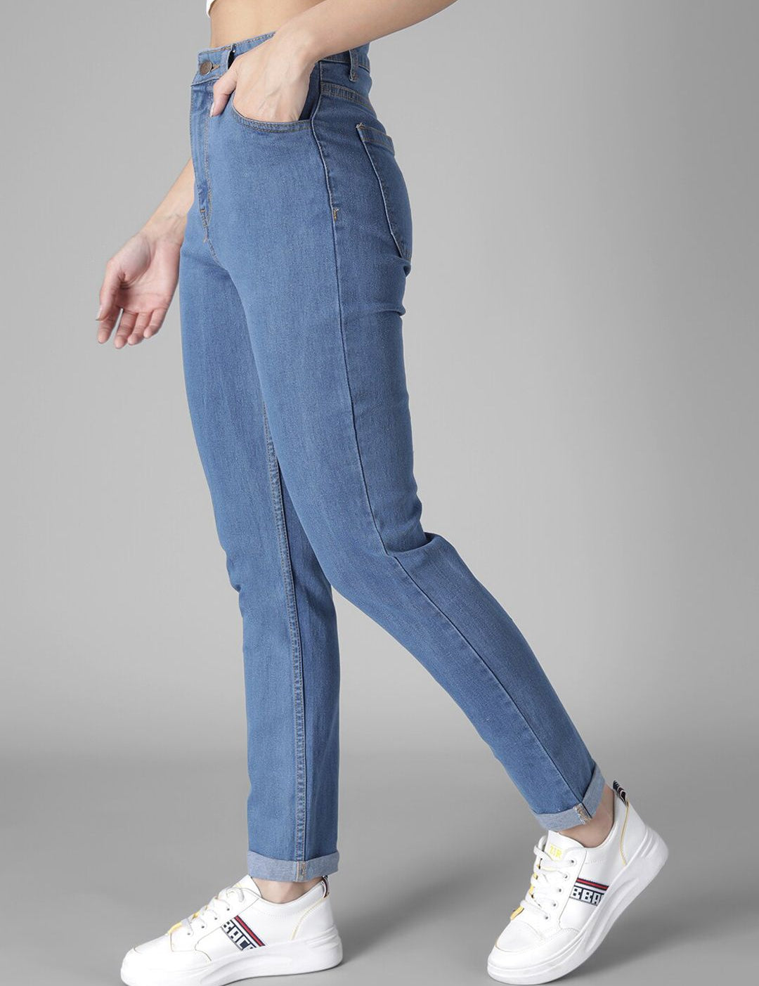 Kotty Women Blue Skinny Fit High-Rise Mildly Distressed Jeans