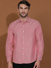 Kotty Red & White New Micro Checks Spread Collar Casual Shirt