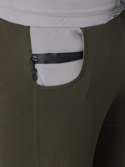 Kotty Men Olive Green Solid Slim Fit Training or Gym Trackpants