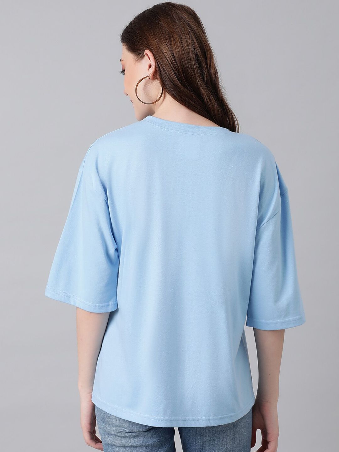 Kotty Typography Printed Drop-Shoulder Sleeves Oversized T-shirt