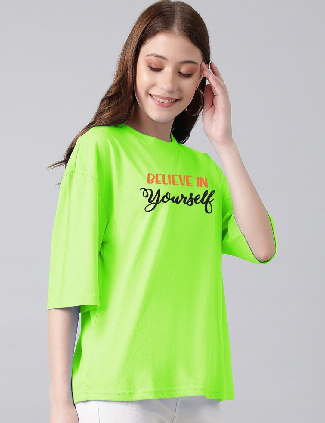 Kotty Printed Drop-Shoulder Sleeves Cotton T-shirt