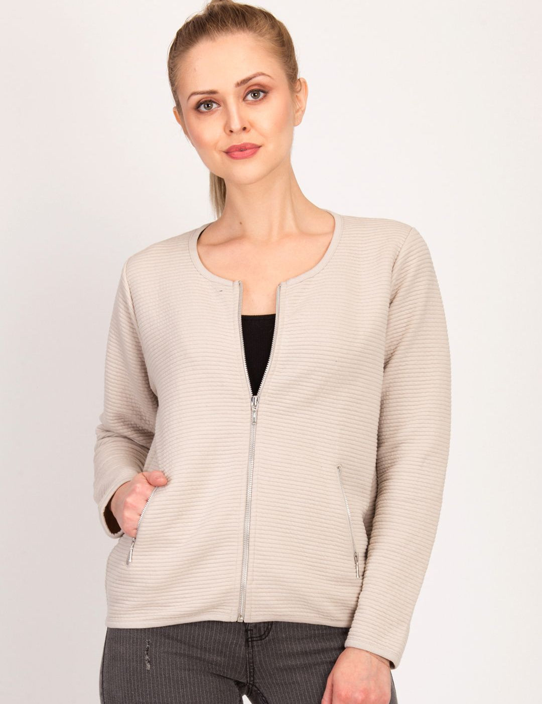 Kotty Women Pink Self Design Open Front Jacket