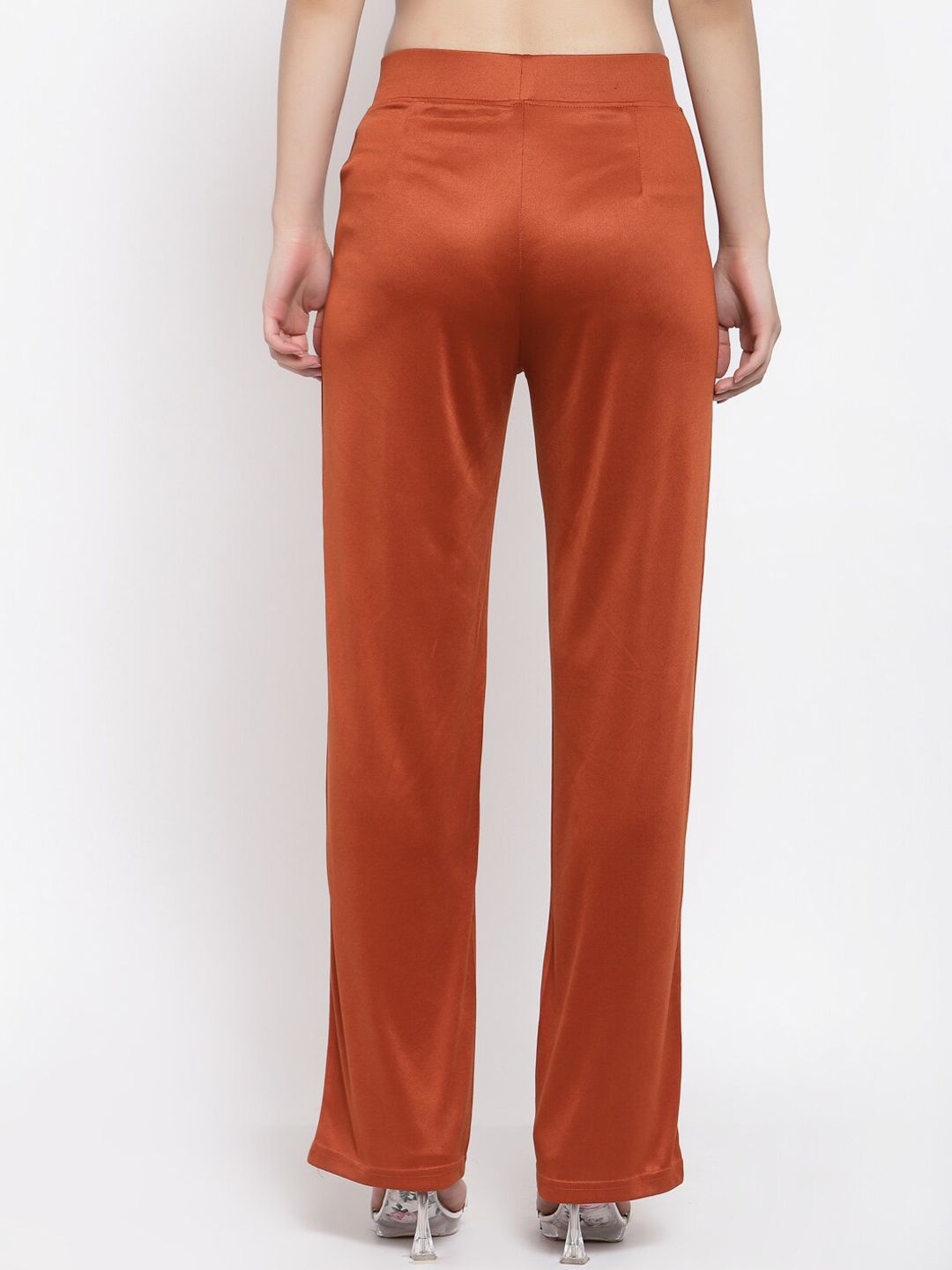 Kotty Women Orange Flared High-Rise Parallel Trousers