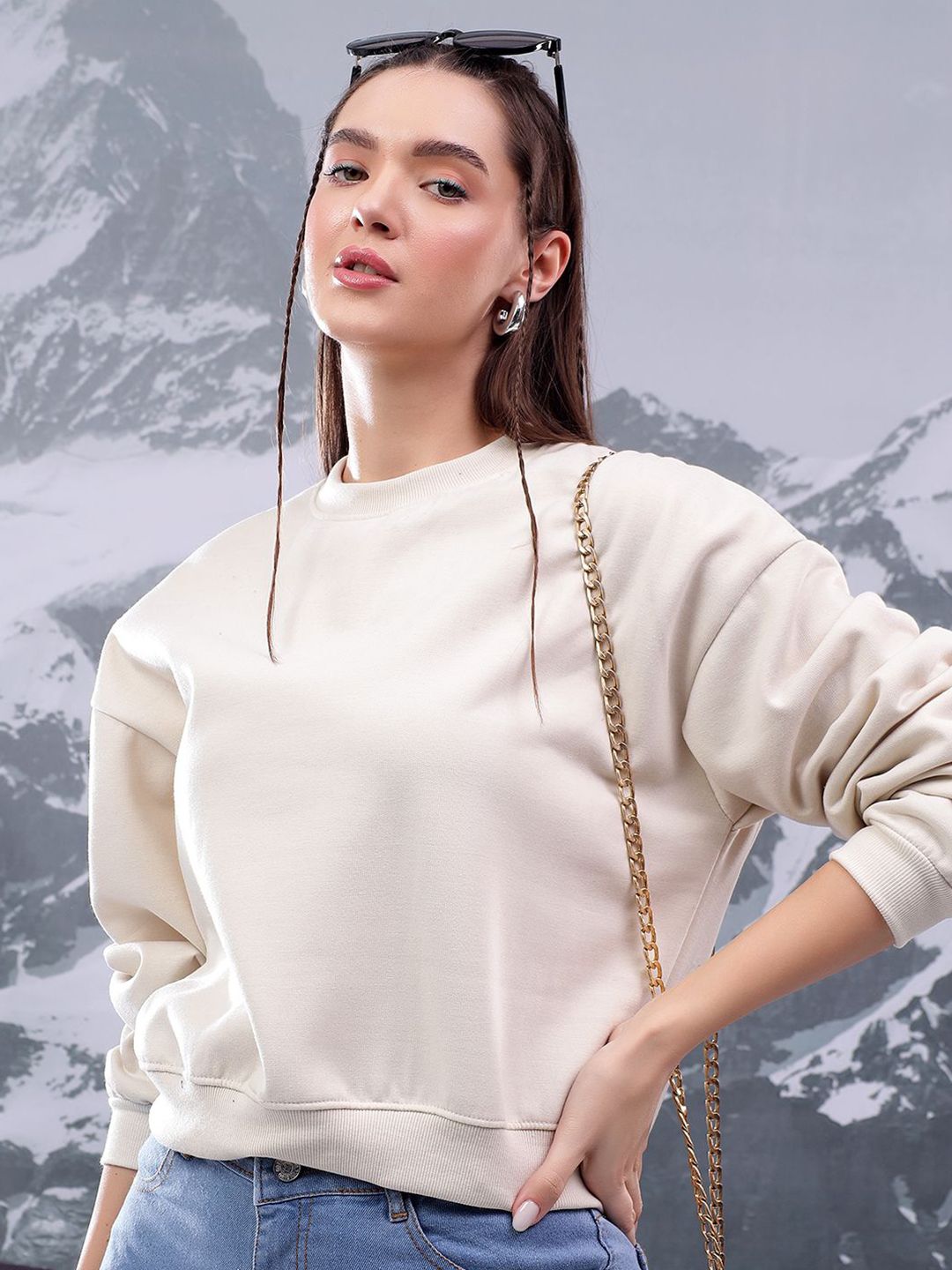 Kotty Women Round Neck Pullover Sweatshirt