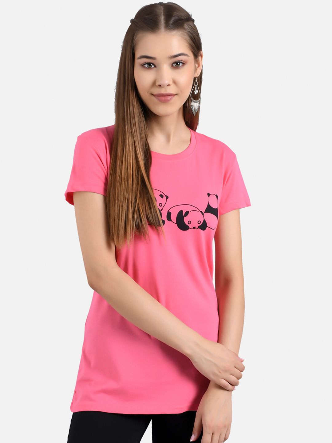 Kotty Women Pack of 2 Printed Round Neck T-shirts