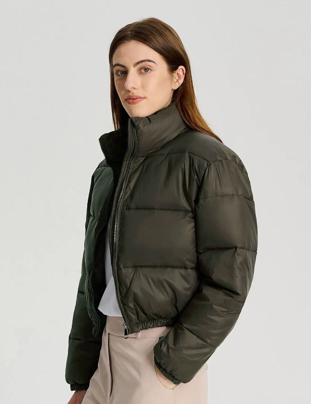 Kotty Stand Collar Crop Puffer Jacket