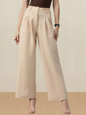 Kotty Women Solid Straight Fit High-Rise Trousers