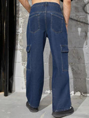 Kotty Men Jean Low-Rise Clean Look Stretchable Cargo Jeans