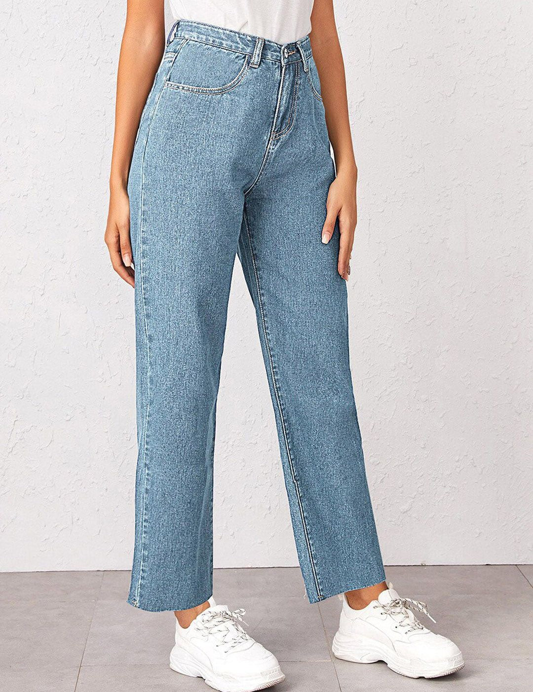 Kotty Women Straight Fit High-Rise Light Shade Stretchable Cotton Lycra Blend Jeans