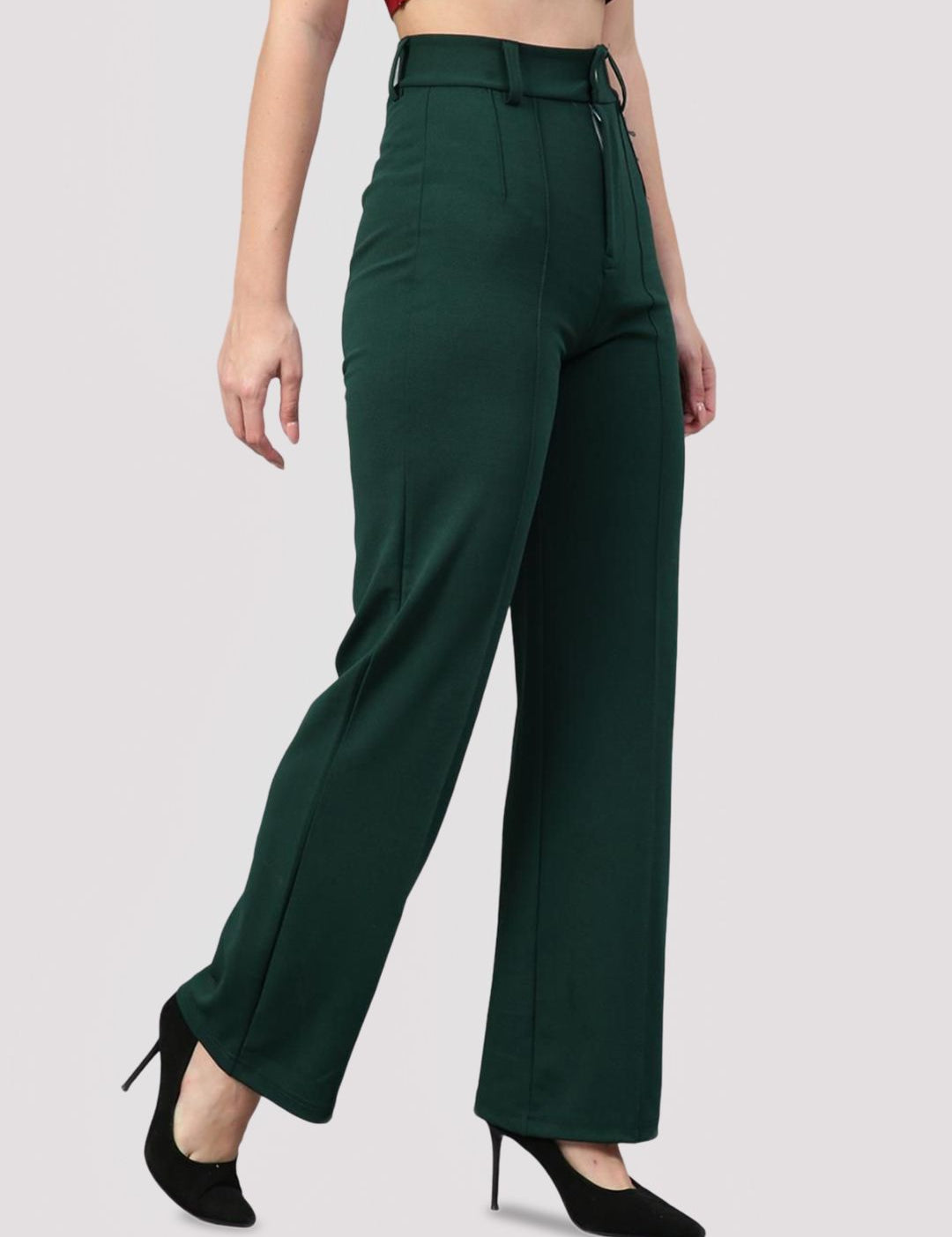 KOTTY BIZwear Women Relaxed Straight Leg Straight Fit High-Rise Easy Wash Trousers