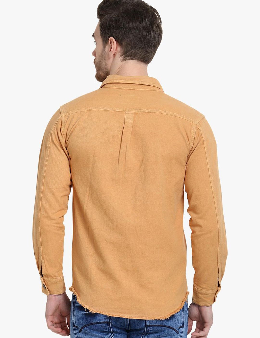 Kotty Men Yellow Solid Denim Jacket