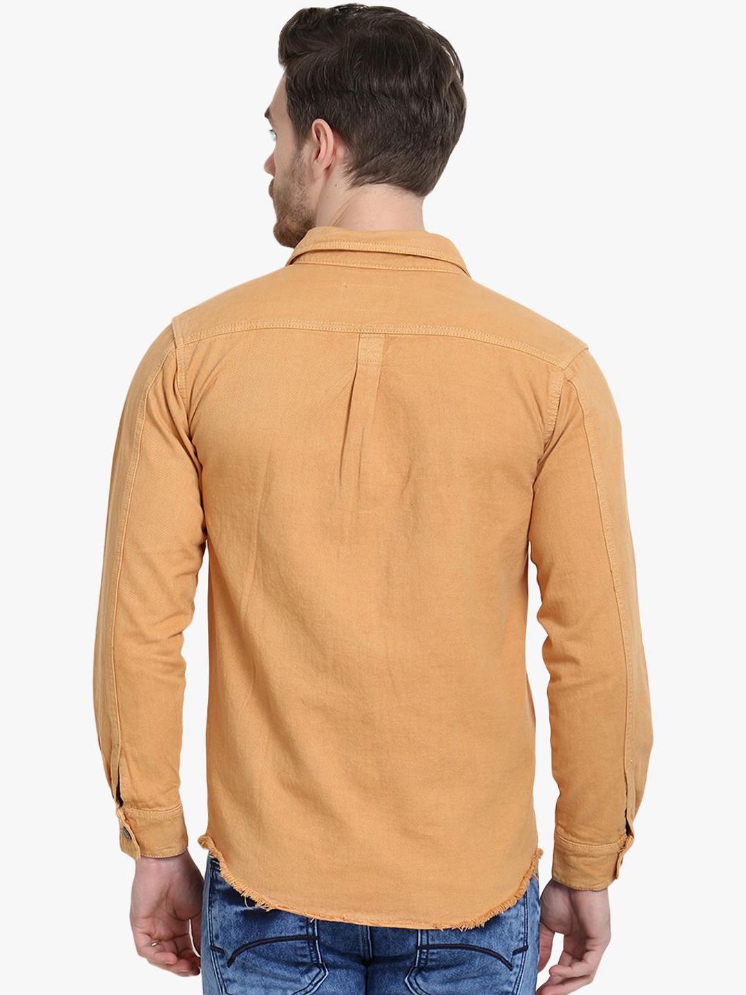 Kotty Men Yellow Solid Denim Jacket