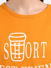 Kotty Women Orange Printed Round Neck T-shirt