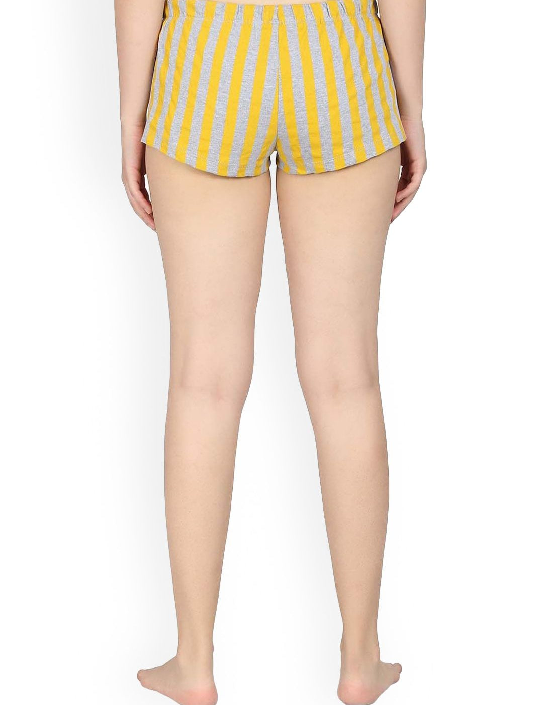 Kotty Women Yellow & Grey Printed Lounge Shorts KTTSLEEPSHORTS233