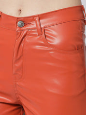 Kotty Women Orange Relaxed Fit Mid-Rise Regular Trousers