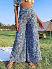 Kotty Women Multicoloured Floral Printed Relaxed Flared High-Rise Easy Wash Wide Leg Trousers