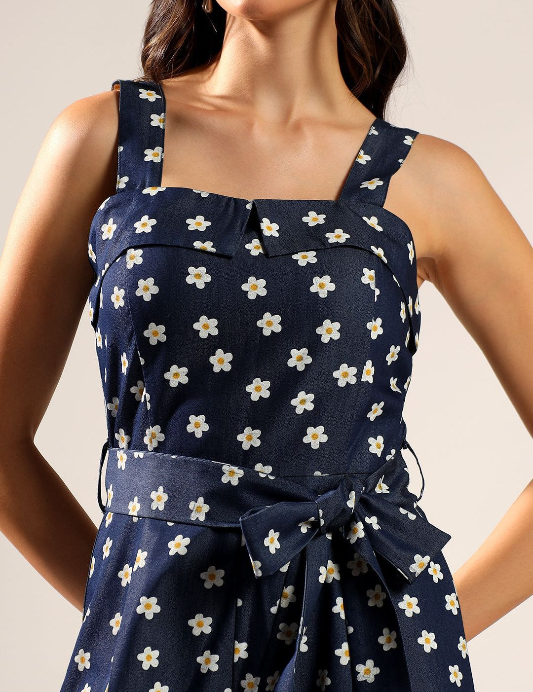 Kotty Women Floral Printed Shoulder Straps Cotton Basic Jumpsuit