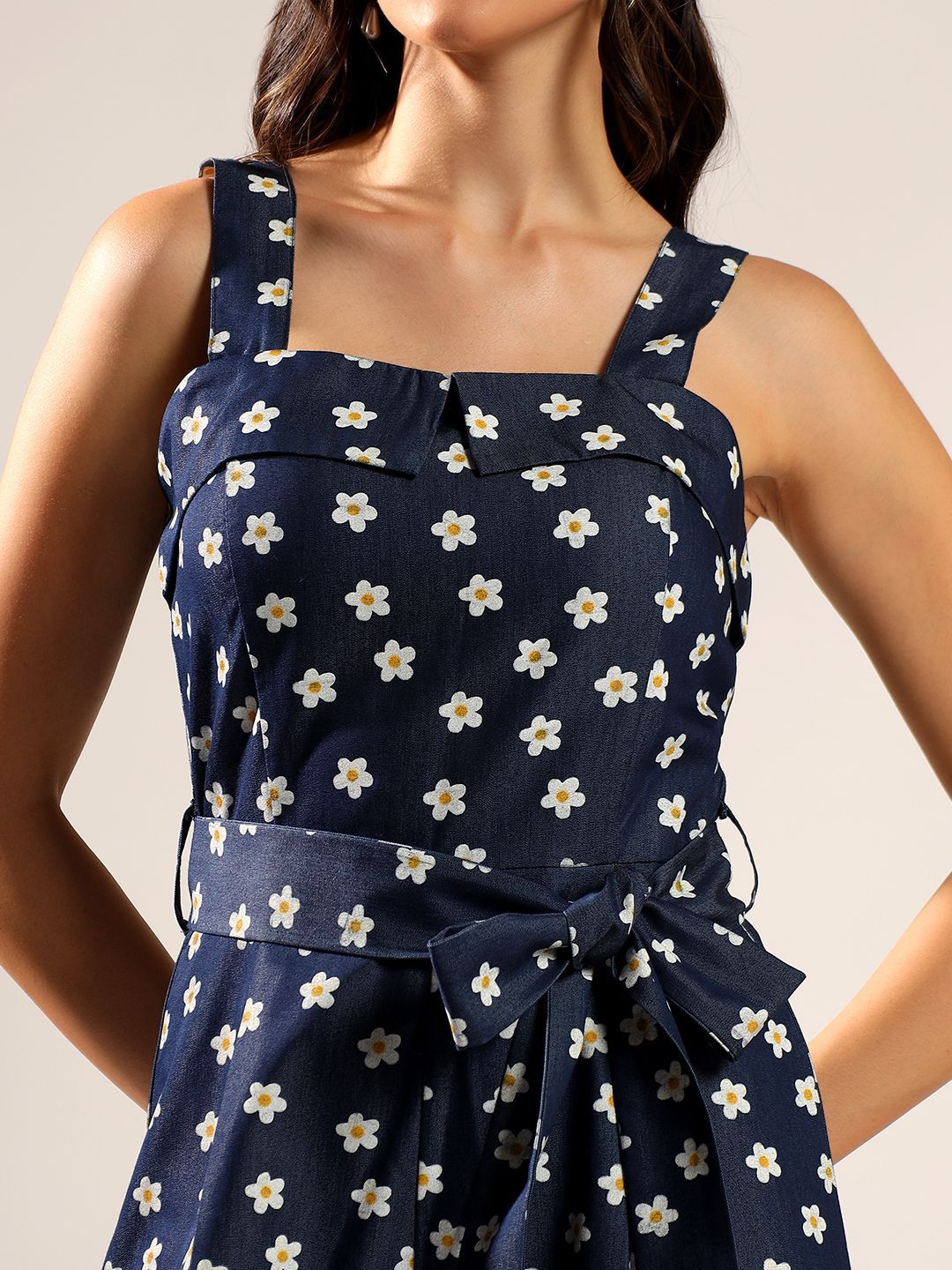 Kotty Women Floral Printed Shoulder Straps Cotton Basic Jumpsuit