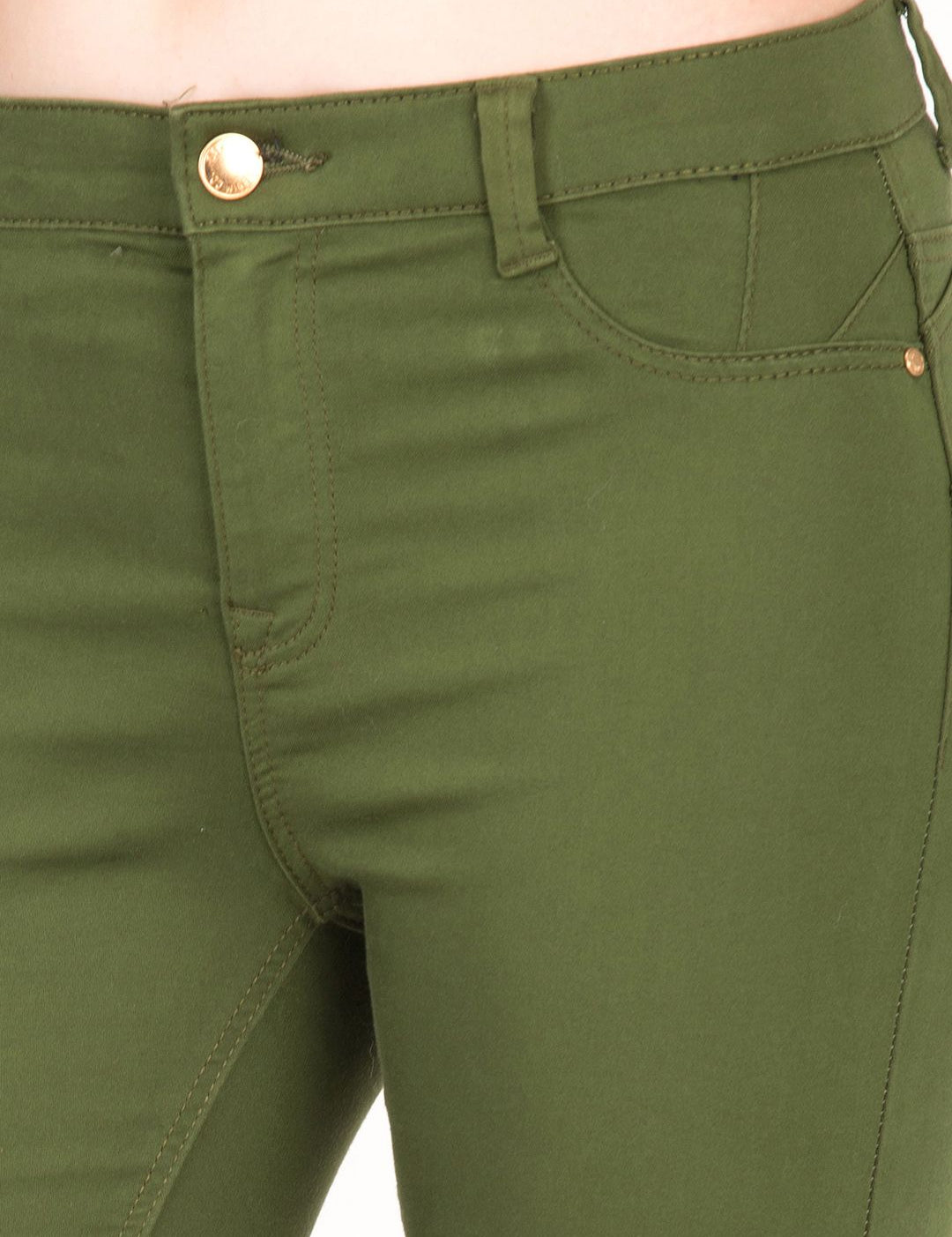 Kotty Women Olive Green Skinny Fit High-Rise Clean Look Stretchable Jeans