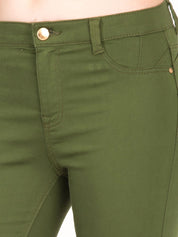 Kotty Women Olive Green Skinny Fit High-Rise Clean Look Stretchable Jeans